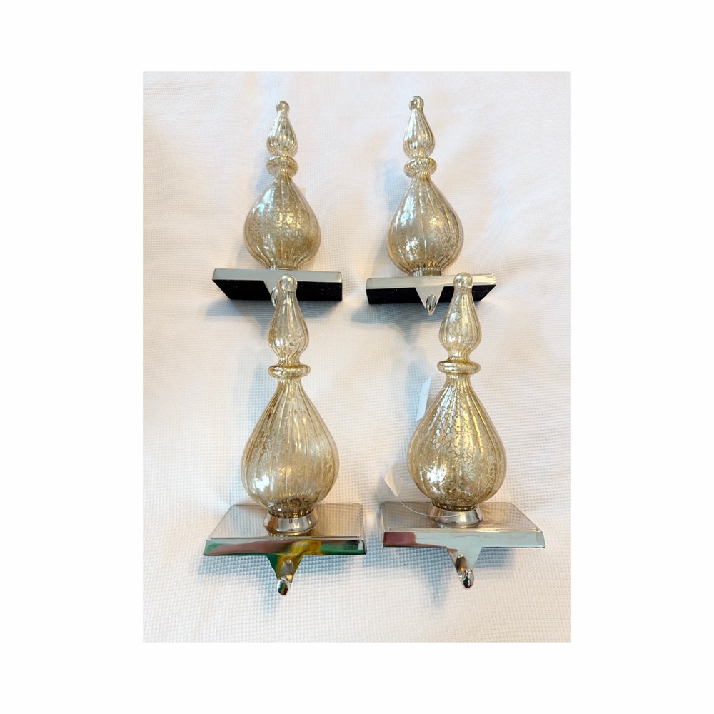 Mercury Glass Stocking Hanger Set of 4 in original boxes